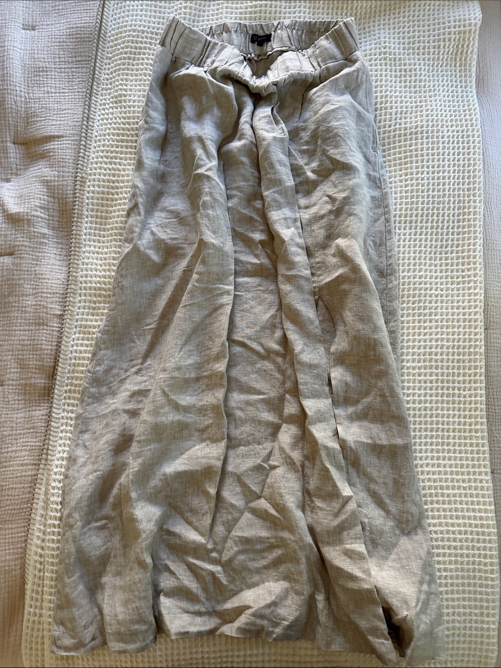 Quince Linen Maxi Skirt in Light Beige